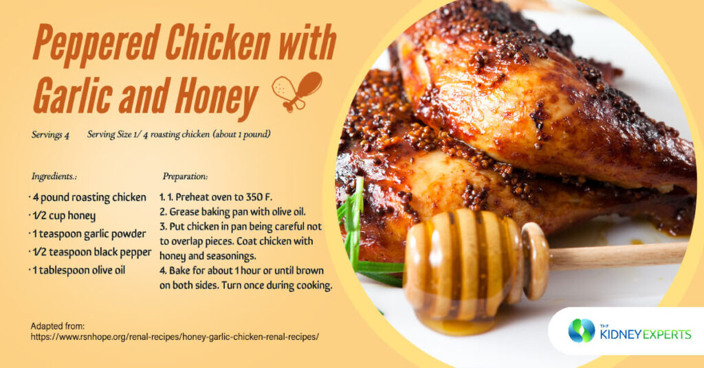 Nothing says lip-smacking delicious comfort food better than peppered chicken with garlic and honey - that just happens to be kidney-friendly!